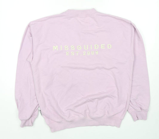 Missguided Womens Purple Cotton Pullover Sweatshirt Size 10 Pullover - Logo