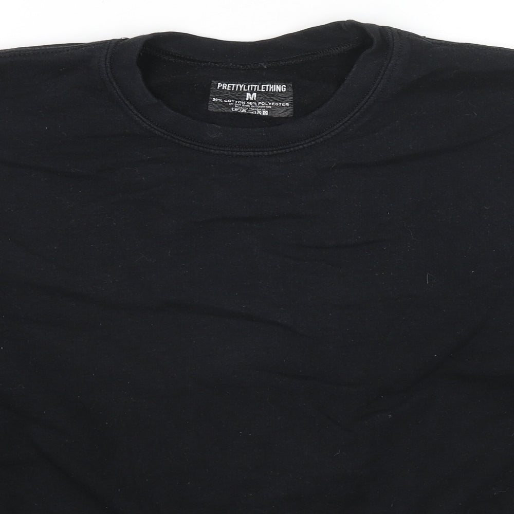 PRETTYLITTLETHING Womens Black Cotton Pullover Sweatshirt Size M Pullover
