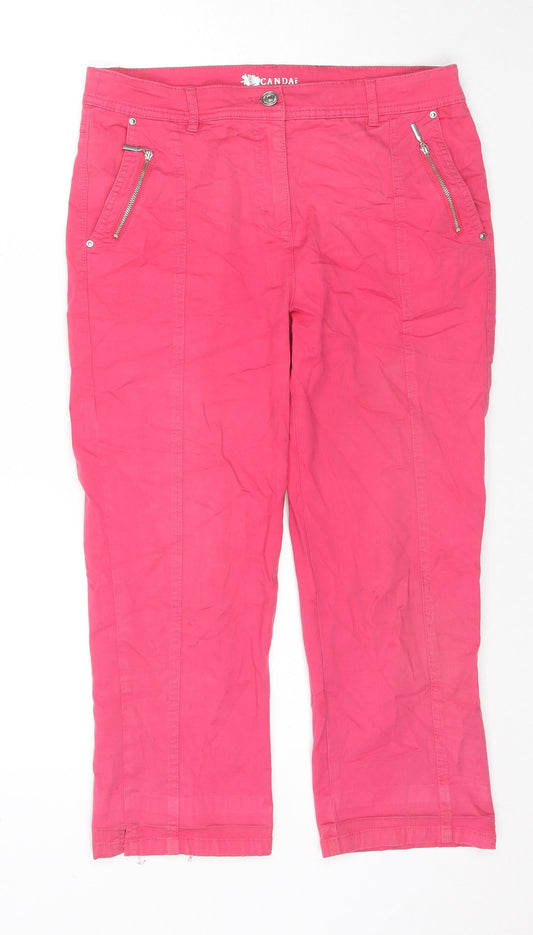 Canda Womens Pink Cotton Cropped Jeans Size 10 L21 in Regular Zip