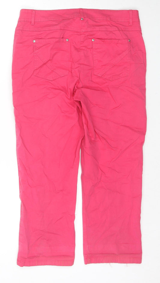 Canda Womens Pink Cotton Cropped Jeans Size 10 L21 in Regular Zip