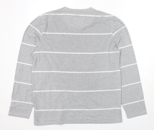 Shilton Passport Mens Grey Striped Polyester Pullover Sweatshirt Size M
