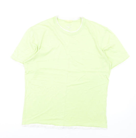 Blue Harbour Mens Green Cotton T-Shirt Size S Round Neck