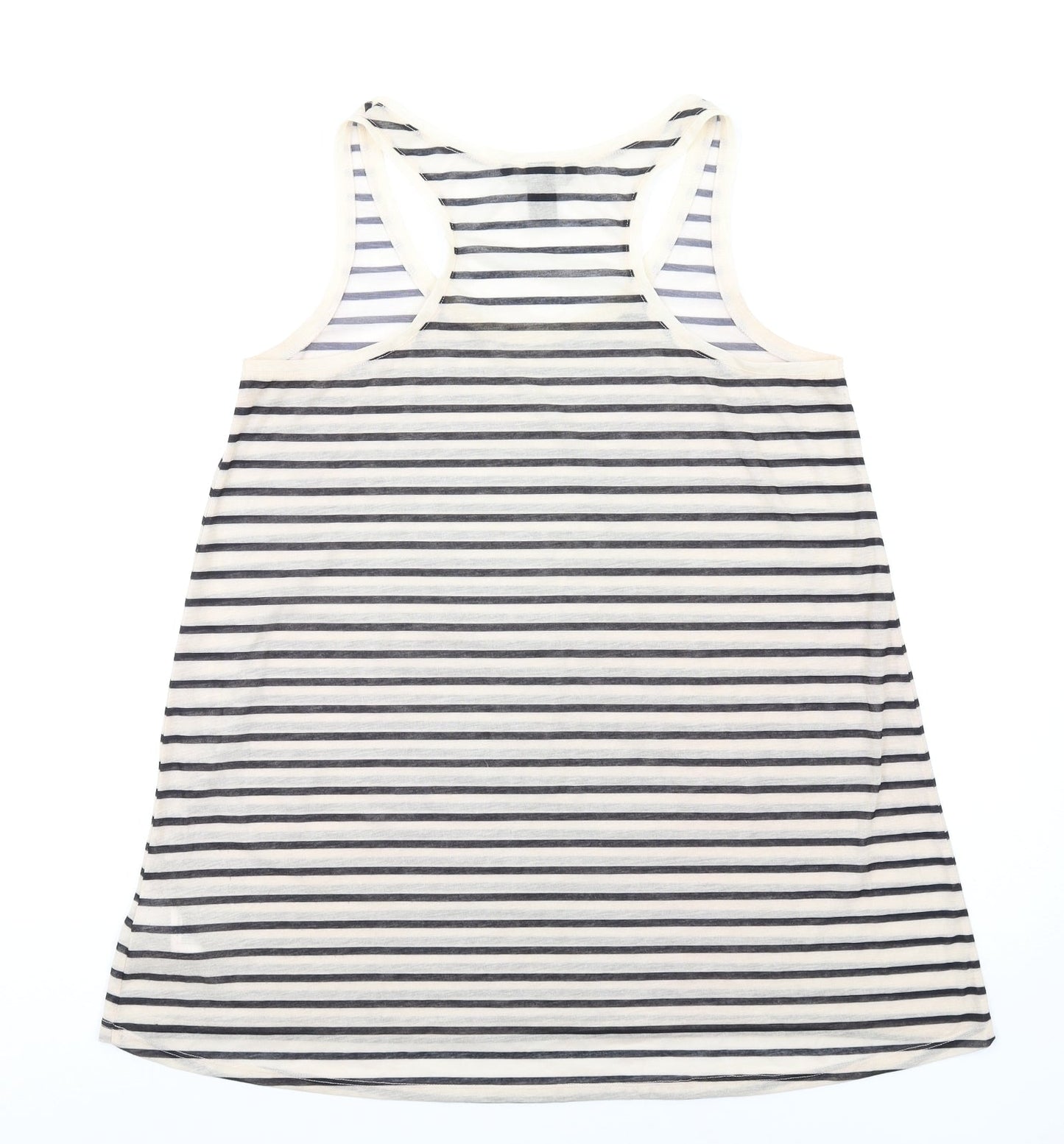 H&M Womens Ivory Striped Polyester Basic Tank Size M Scoop Neck