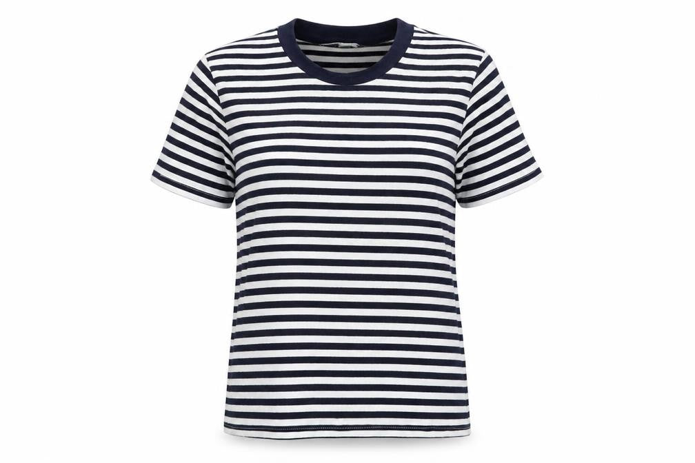 Gina Locardo Womens Blue Striped Cotton Basic T-Shirt Size M Mock Neck