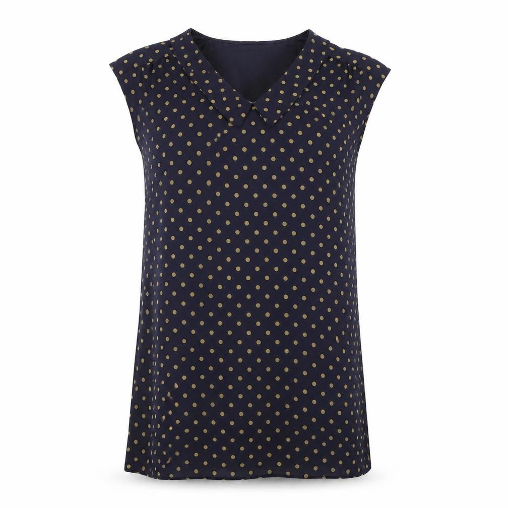 Freddy Emue Womens Blue Polka Dot Polyester A-Line Size 10 V-Neck Pullover