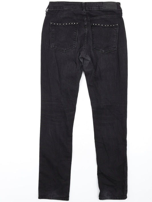 H&M Womens Black Cotton Skinny Jeans Size 30 in L32 in Regular Zip - Studded Pockets