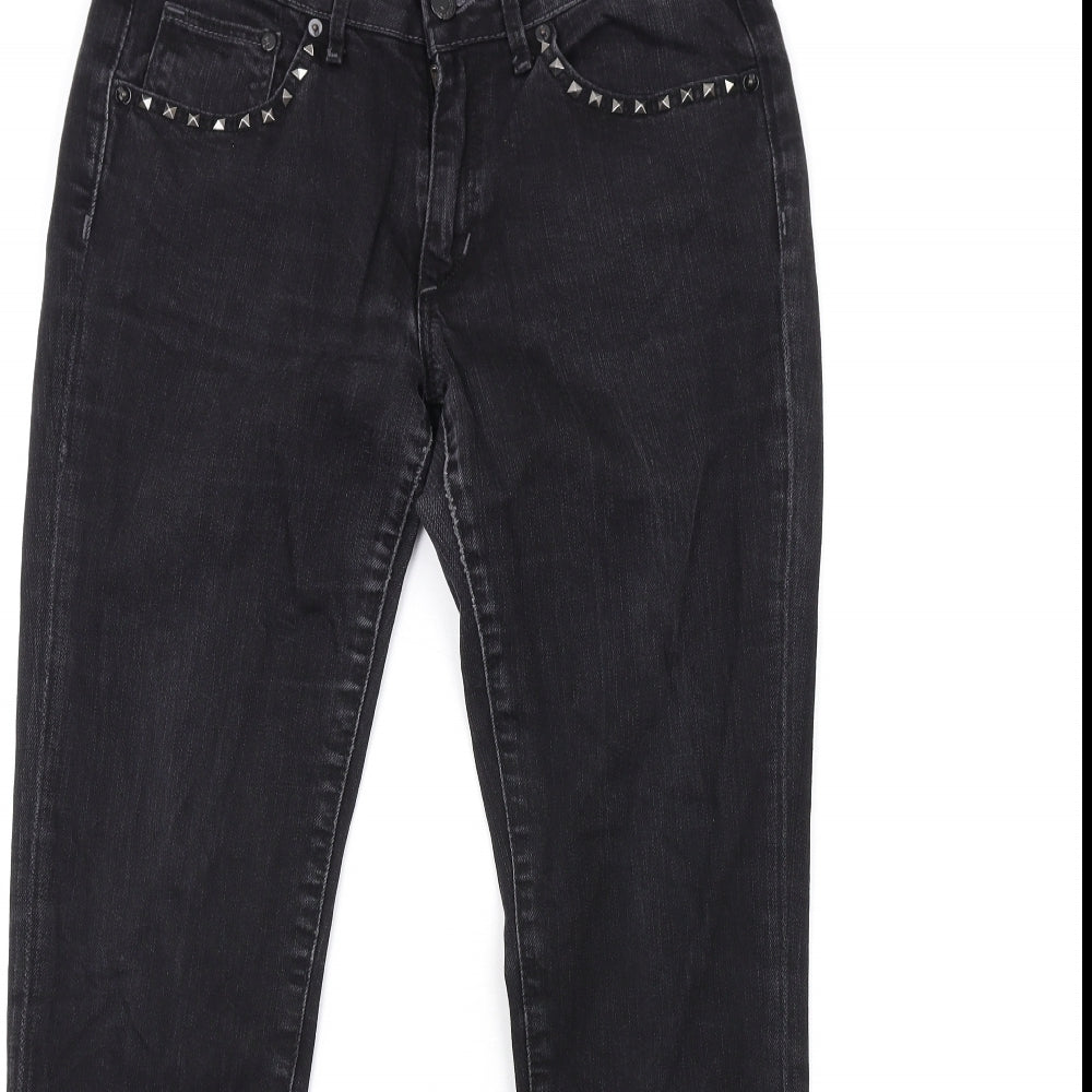 H&M Womens Black Cotton Skinny Jeans Size 30 in L32 in Regular Zip - Studded Pockets
