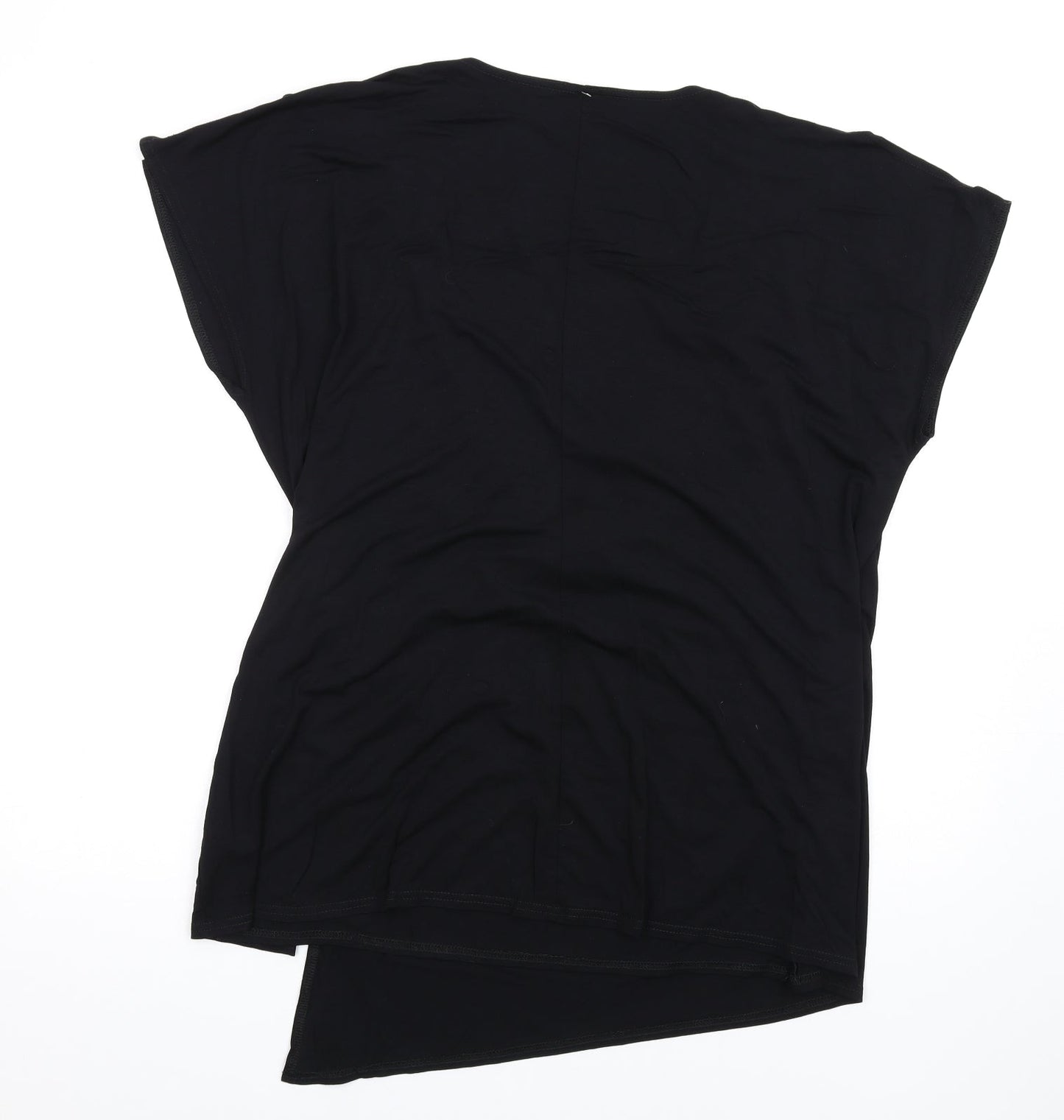 Amelie Gray Womens Black Viscose Basic T-Shirt Size XL V-Neck