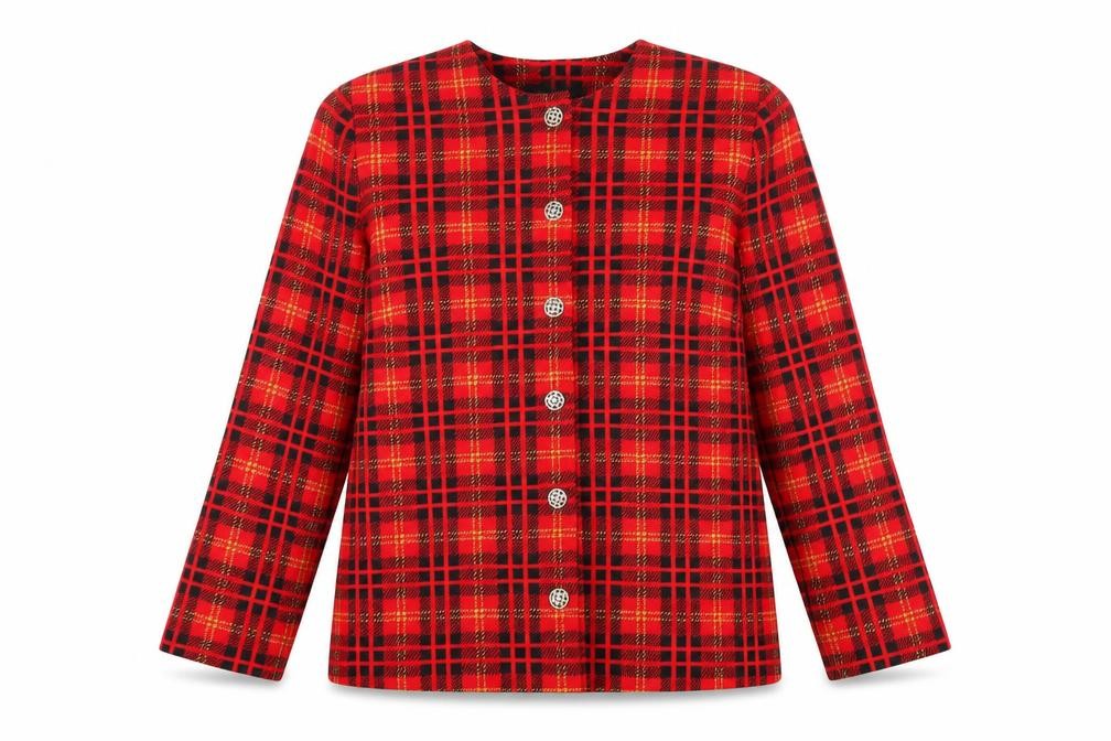 Gordon Wyatt Womens Red Plaid Polyester Basic Blouse Size 16 Round Neck