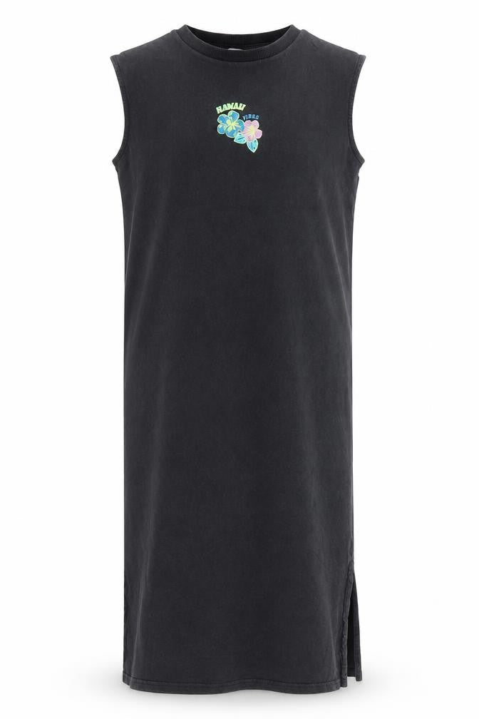 Marks and Spencer Girls Grey Cotton Tank Dress Size 10-11 Years Mock Neck Pullover - Hawaii Blues