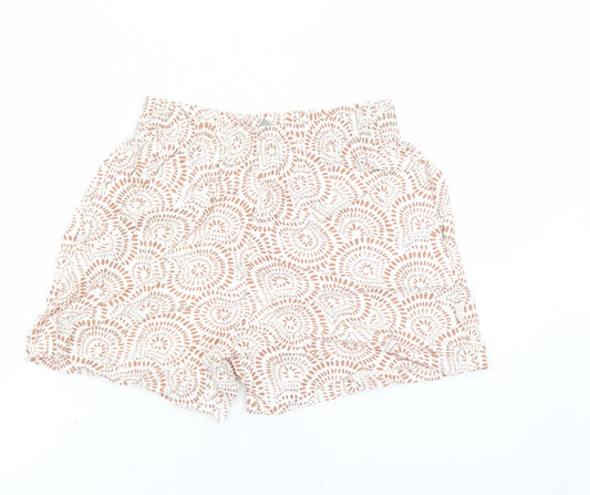 Burgs Womens Brown Geometric Polyester Mom Shorts Size 10 L4 in Regular - Elasticated Waist