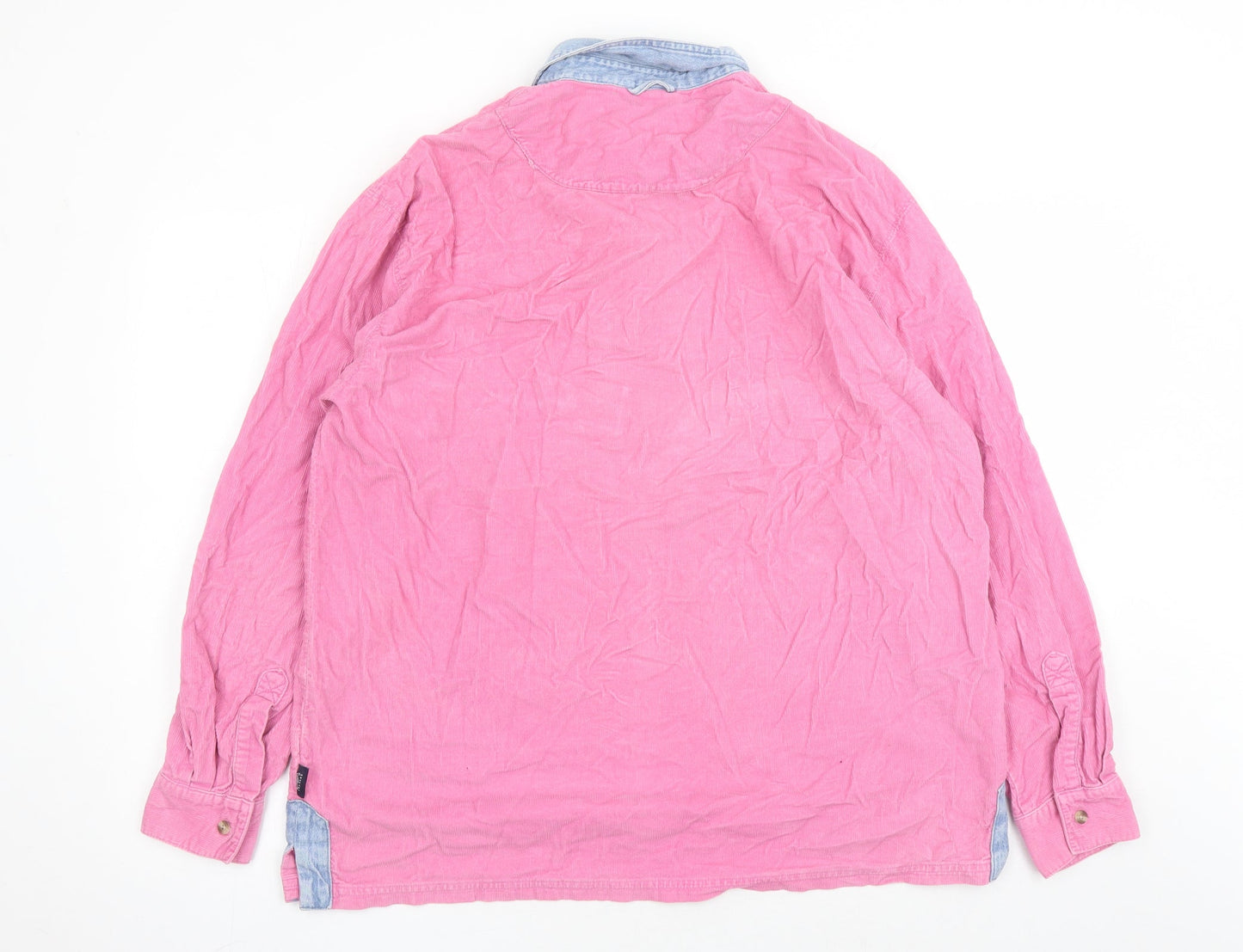 Cotton Traders Mens Pink Cotton Button-Up Size L Collared Button