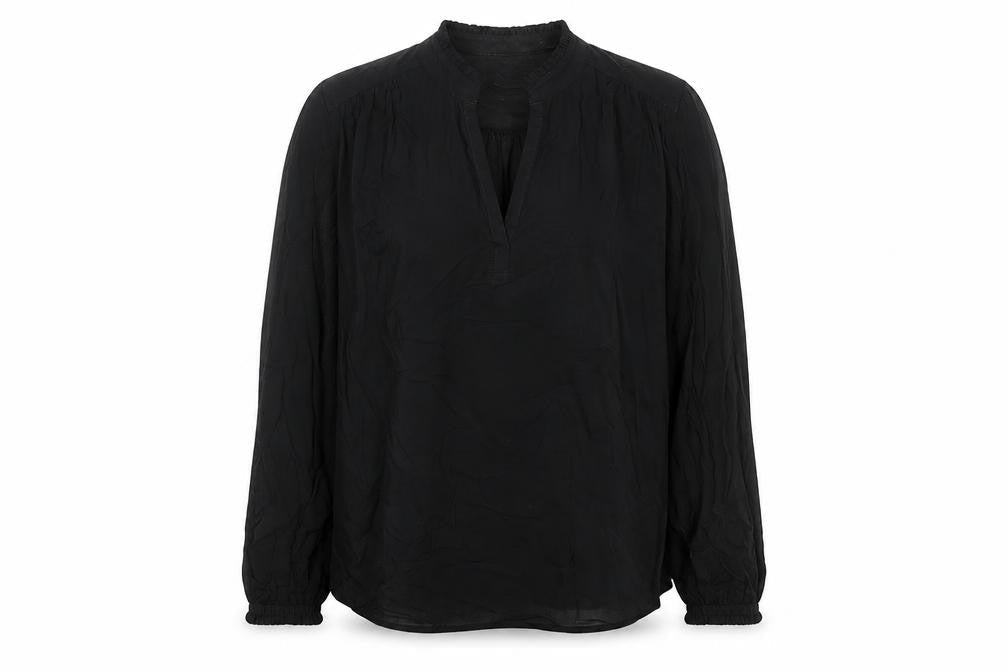 Marks and Spencer Womens Black Viscose Basic Blouse Size 8 V-Neck