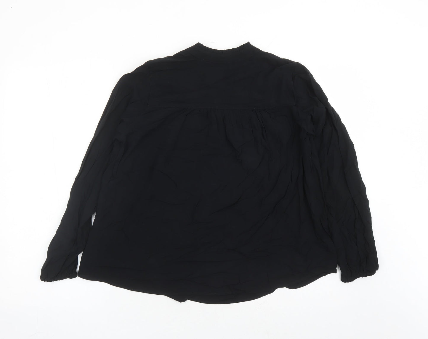 Marks and Spencer Womens Black Viscose Basic Blouse Size 8 V-Neck