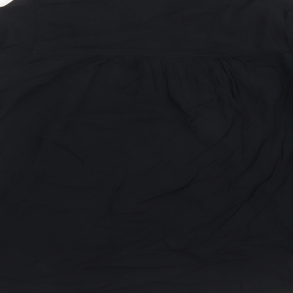 Marks and Spencer Womens Black Viscose Basic Blouse Size 8 V-Neck