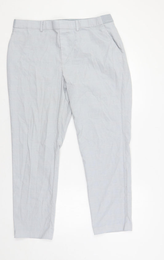 Uniqlo Womens Grey Plaid Polyester Chino Trousers Size 33 in L28 in Regular