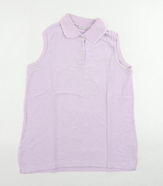 St Michael Womens Purple Cotton Basic Polo Size 12 Collared