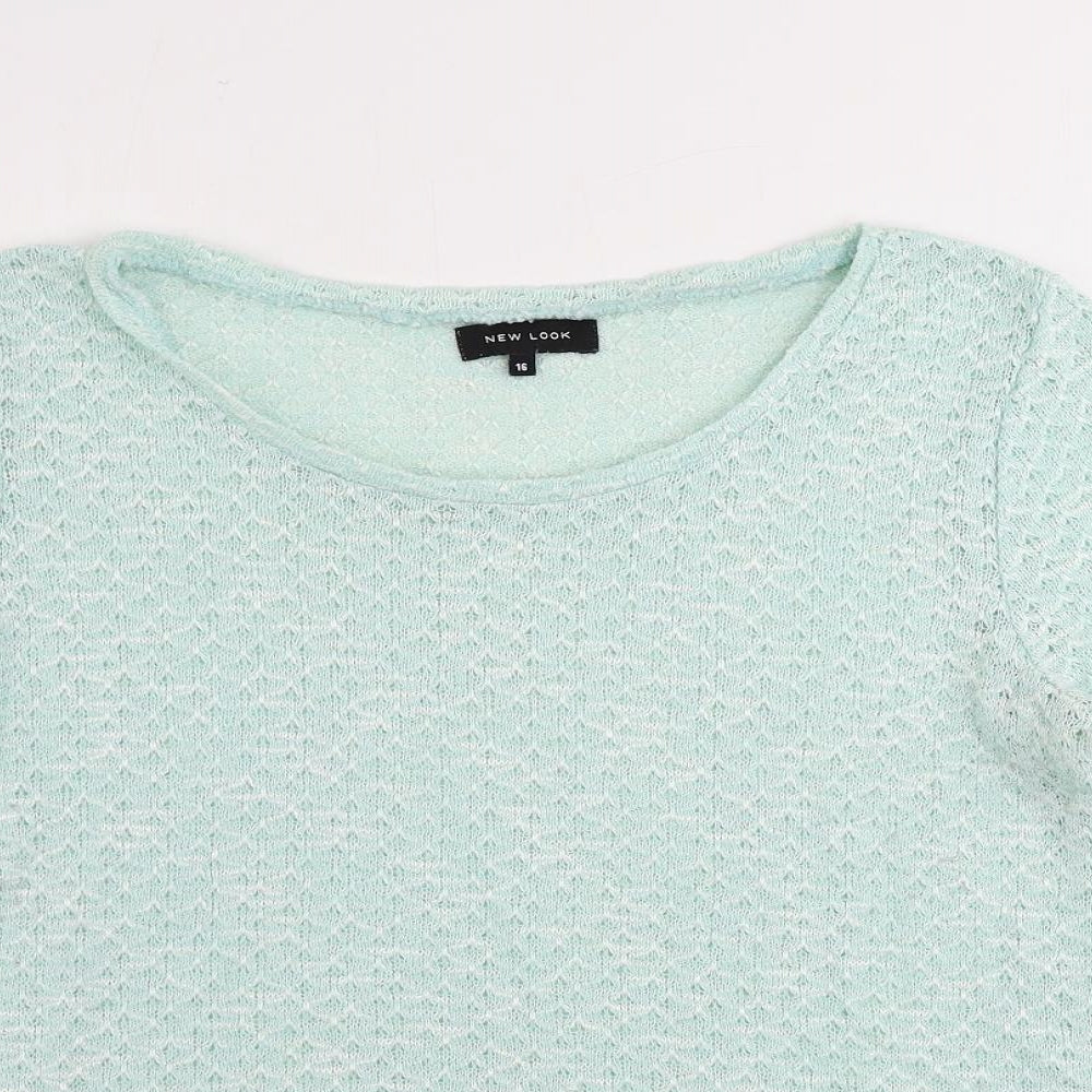 New Look Womens Green Boat Neck Polyester Pullover Jumper Size 16
