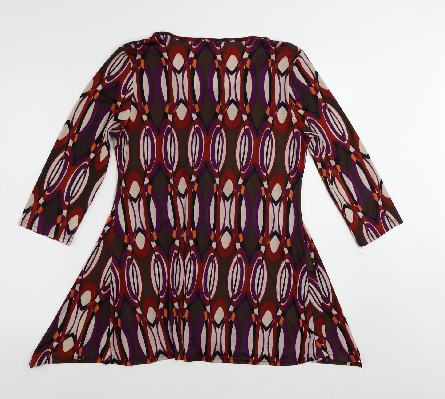 Klass Womens Multicoloured Geometric Polyester Tunic Blouse Size M Boat Neck