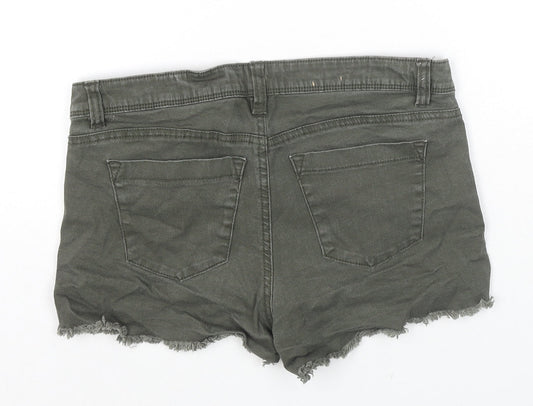 TALLY WEiJL Womens Grey Cotton Hot Pants Shorts Size 10 L3 in Regular Zip