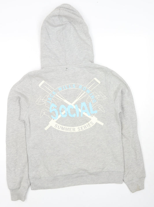 Jack Wills Womens Grey Cotton Pullover Hoodie Size 12 Pullover - Logo