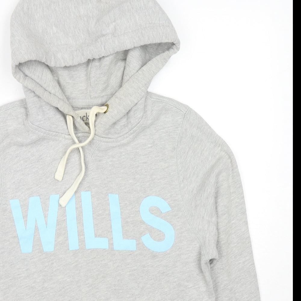Jack Wills Womens Grey Cotton Pullover Hoodie Size 12 Pullover - Logo