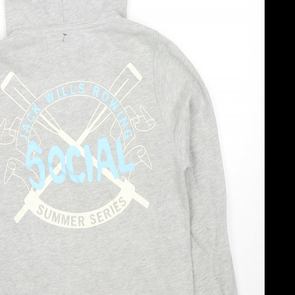Jack Wills Womens Grey Cotton Pullover Hoodie Size 12 Pullover - Logo