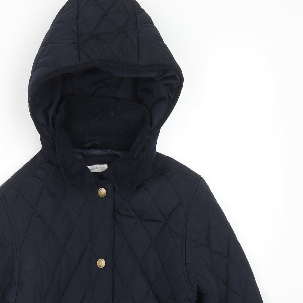Mango Boys Blue Quilted Jacket Size 9 Years Zip