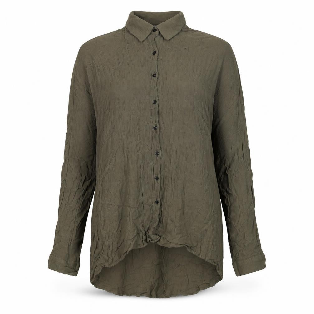 Zara Womens Green Viscose Basic Button-Up Size M Collared