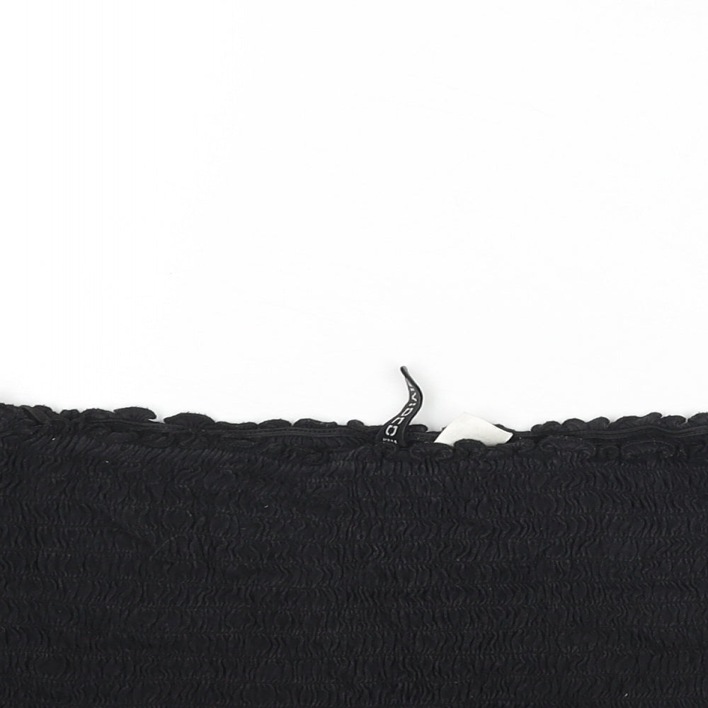 Divided by H&M Womens Black Polyester Cropped Blouse Size L Square Neck - Rouched