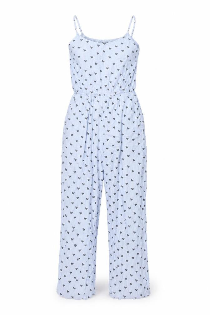 Alisha & Chloe Womens Blue Geometric Viscose Jumpsuit One-Piece Size M L27 in Pullover - Heart Print