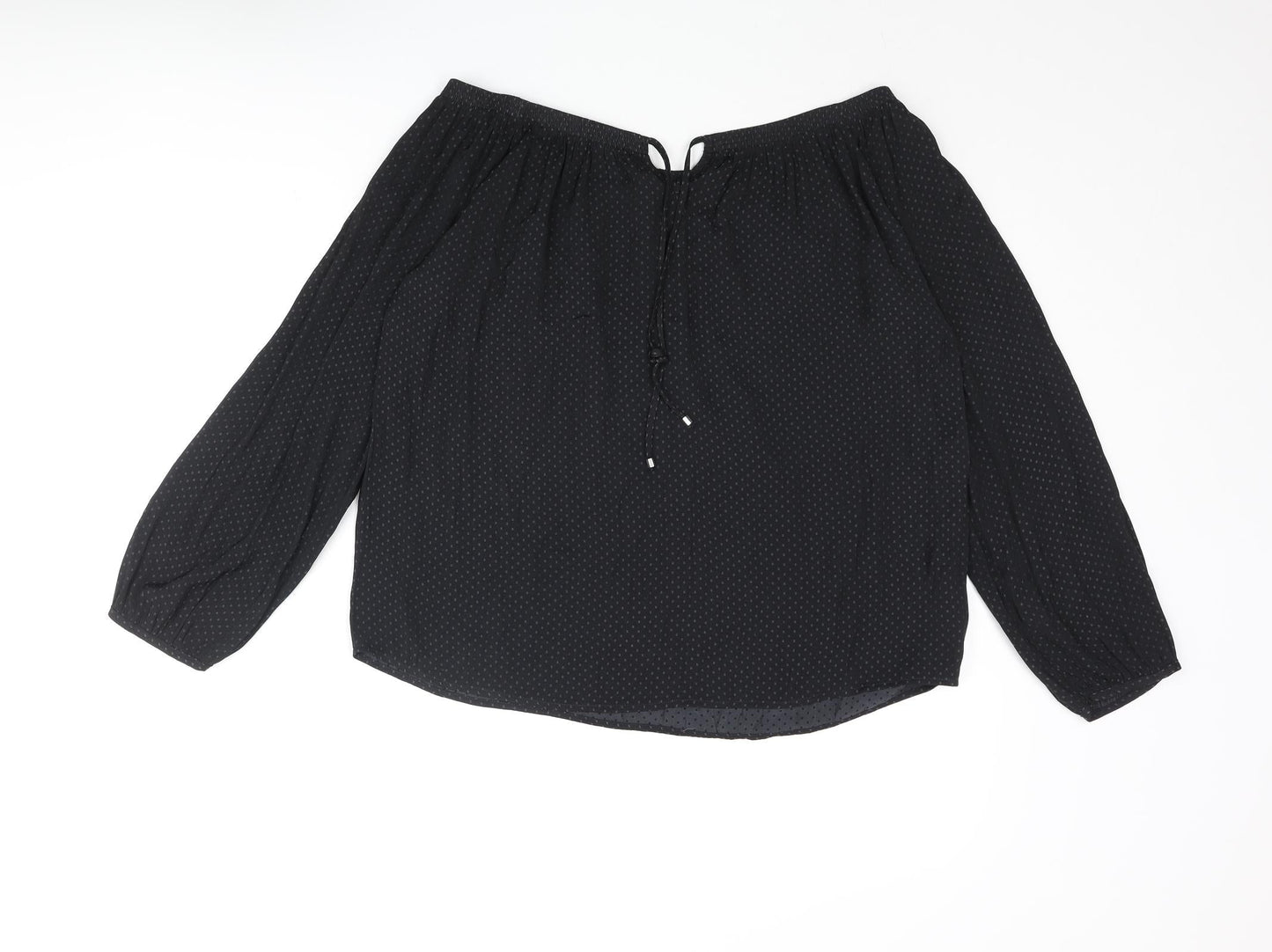 NEXT Womens Black Polka Dot Polyester Basic Blouse Size 10 Off the Shoulder