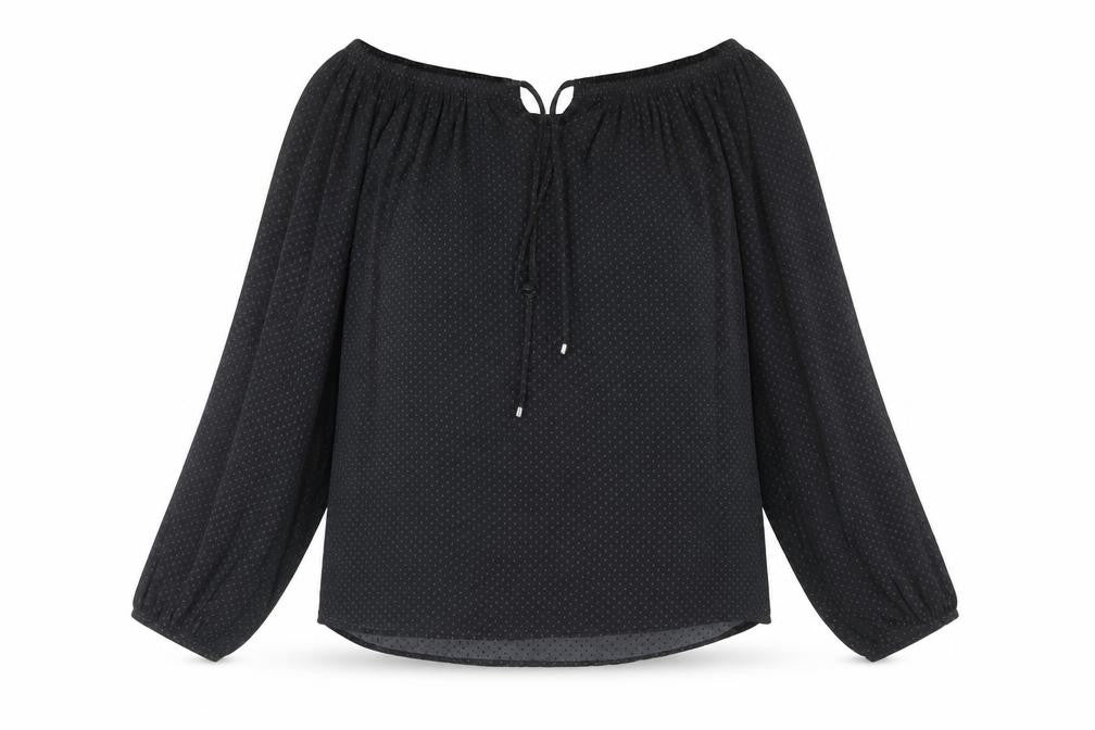 NEXT Womens Black Polka Dot Polyester Basic Blouse Size 10 Off the Shoulder