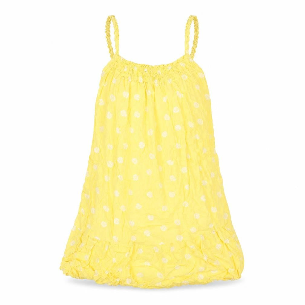 Marks and Spencer Womens Yellow Geometric Viscose Mini Size 10 Scoop Neck Pullover - Frill Shell Print