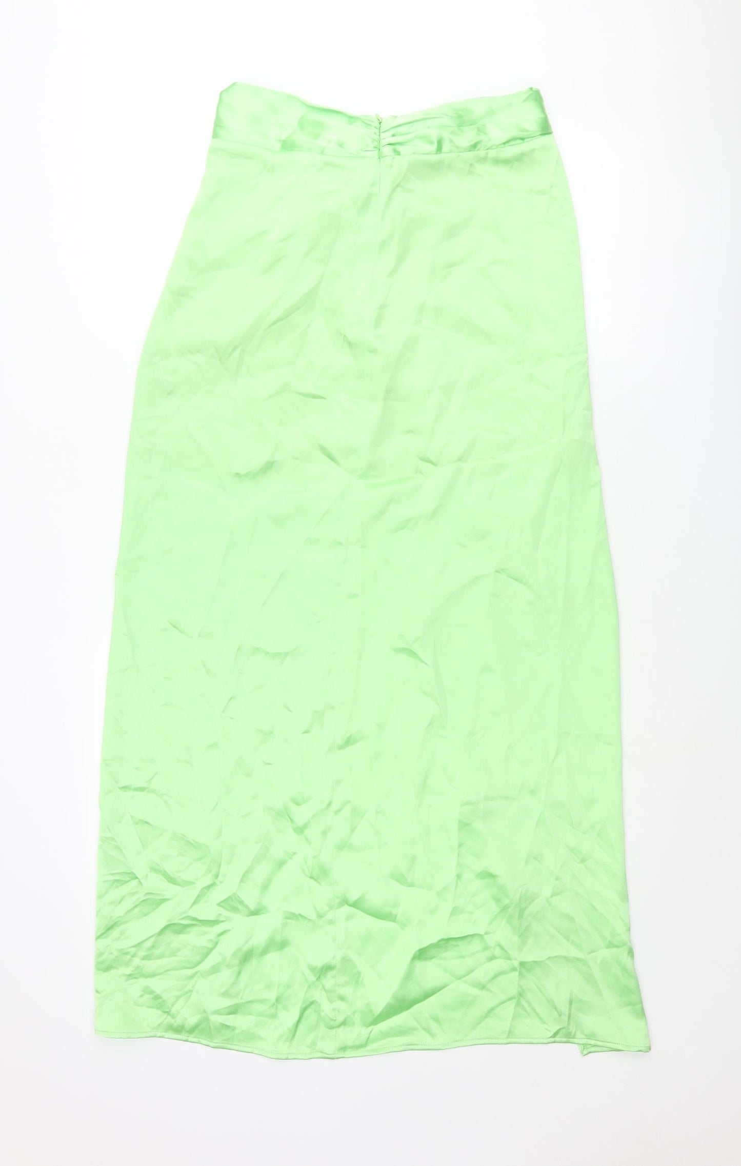 Zara Womens Green Polyester Maxi Skirt Size M Zip - Open Front
