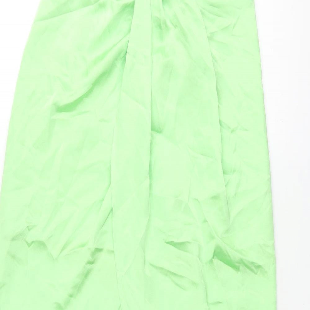 Zara Womens Green Polyester Maxi Skirt Size M Zip - Open Front