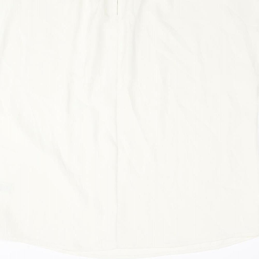Marks and Spencer Womens Ivory Polyester Basic Blouse Size 12 Round Neck - Rhinestone Collar