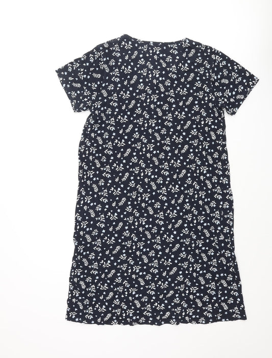 Arista Womens Blue Floral Cotton Cami Dress Size 8 Button - Lace Trim Button Size 8-10
