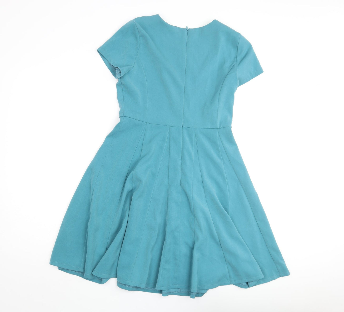 Louche Womens Blue Polyester Fit & Flare Size 10 Round Neck Zip