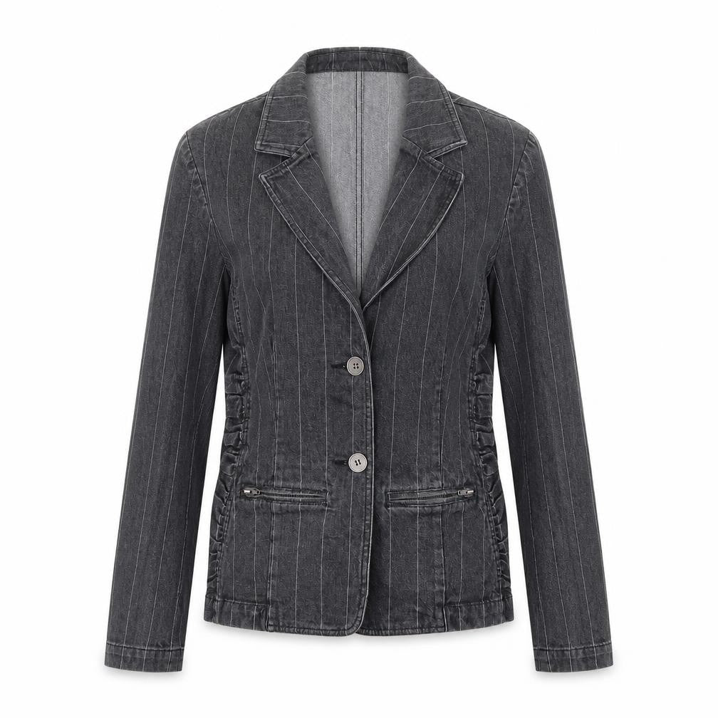 Peter Golding Womens Grey Striped Jacket Size 10 Button