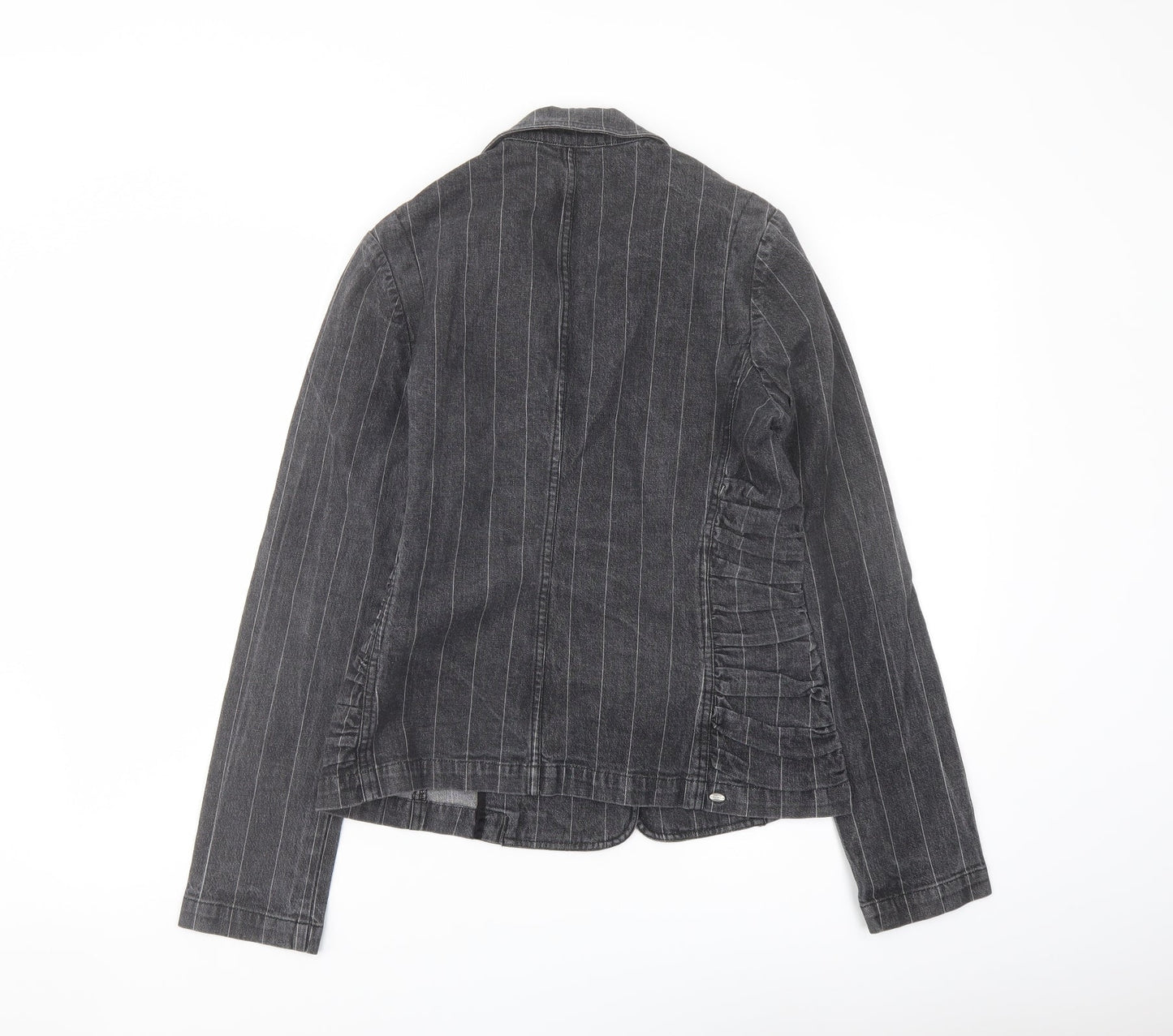 Peter Golding Womens Grey Striped Jacket Size 10 Button