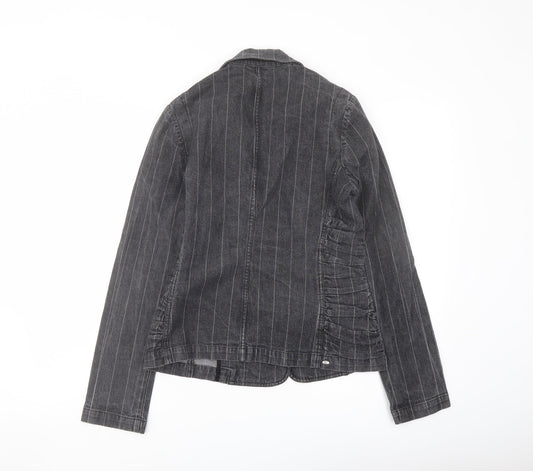 Peter Golding Womens Grey Striped Jacket Size 10 Button