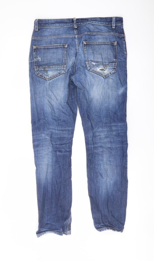 NEXT Mens Blue Cotton Straight Jeans Size 30 in L28 in Regular Button