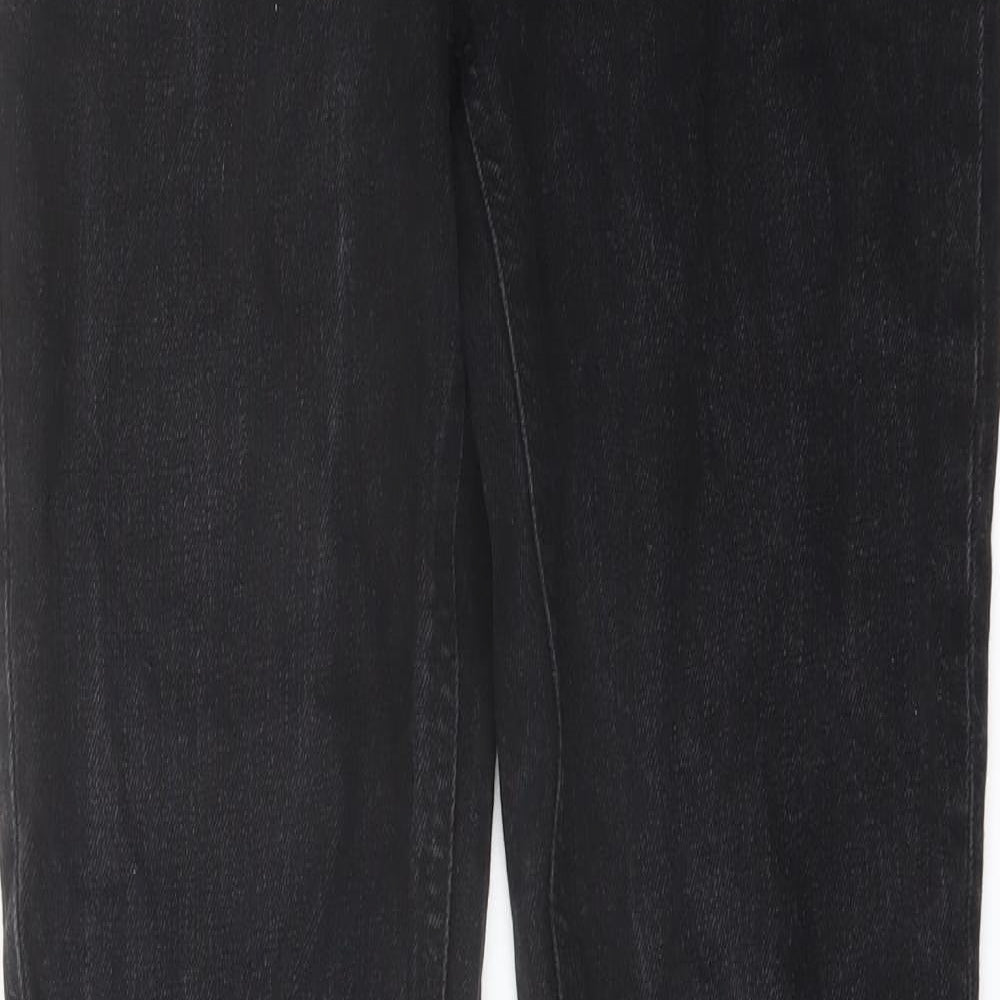 Zara Womens Black Cotton Straight Jeans Size 10 L32 in Regular Button