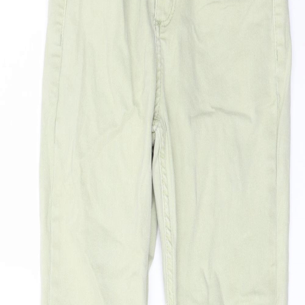 Bershka Womens Green Cotton Flared Jeans Size 6 L27 in Regular Button