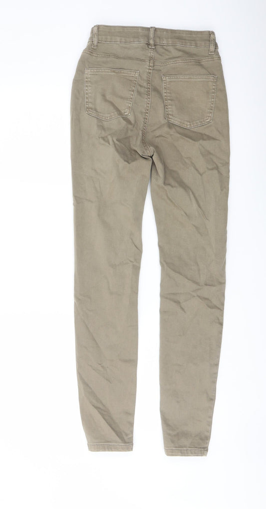 Denim & Co. Womens Green Cotton Skinny Jeans Size 6 L28 in Regular Button
