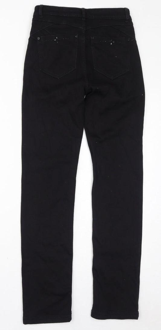 Marks and Spencer Womens Black Cotton Skinny Jeans Size 8 L29 in Regular Zip - Gem Embellishments