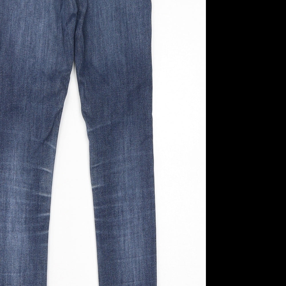 H&M Womens Blue Cotton Skinny Jeans Size 26 L28 in Regular Zip