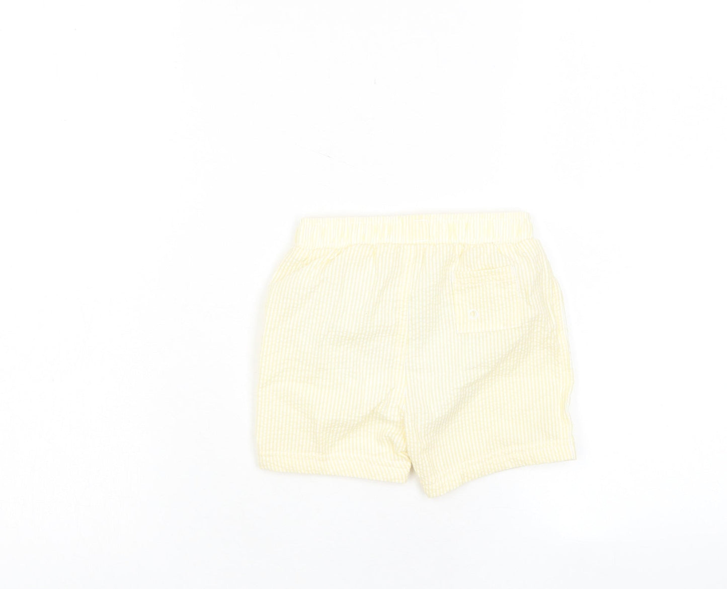 Marks and Spencer Boys Yellow Plaid Cotton Cropped Trousers Size 12-18 Months Drawstring - Swim shorts