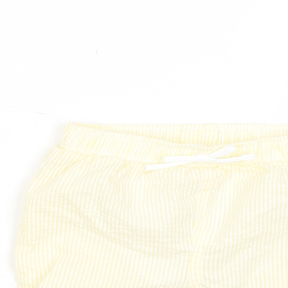 Marks and Spencer Boys Yellow Plaid Cotton Cropped Trousers Size 12-18 Months Drawstring - Swim shorts